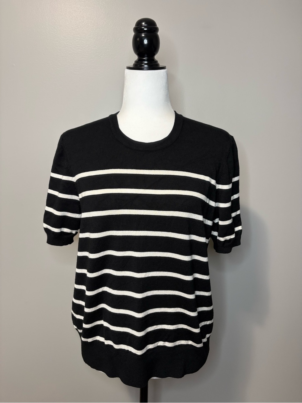 Philosophy Republic Clothing Short Sleeve Knit Black and White Stripe Top